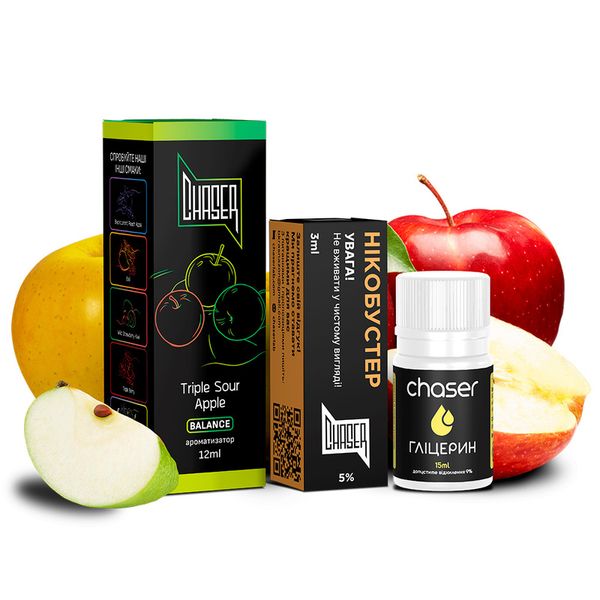 Набор Chaser Black Salt 30 мл Triple Sour Apple 50мг 63403017 фото